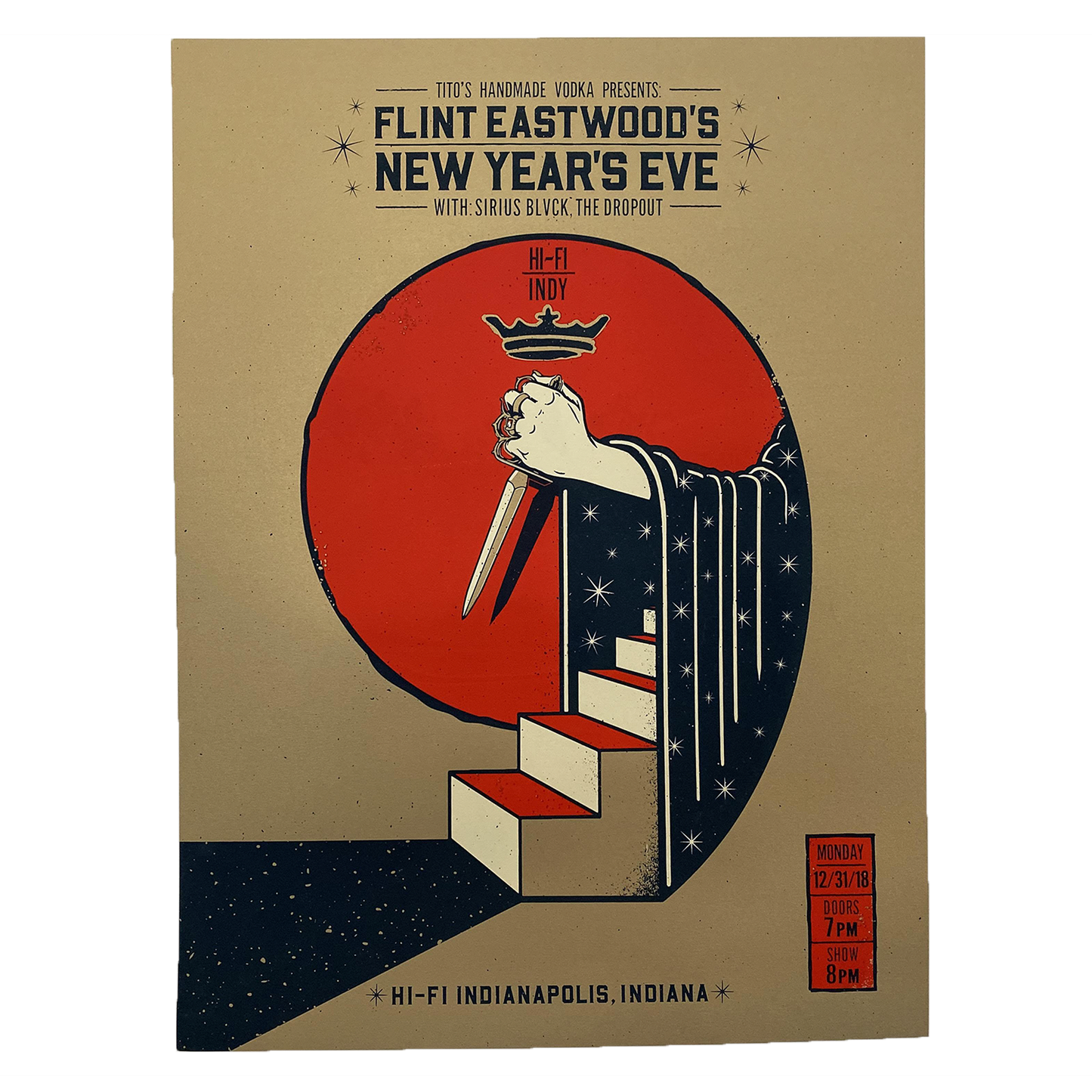 Flint Eastwood 2018 New Years Eve at HI-FI Silkscreened Poster - Joey Potts Design
