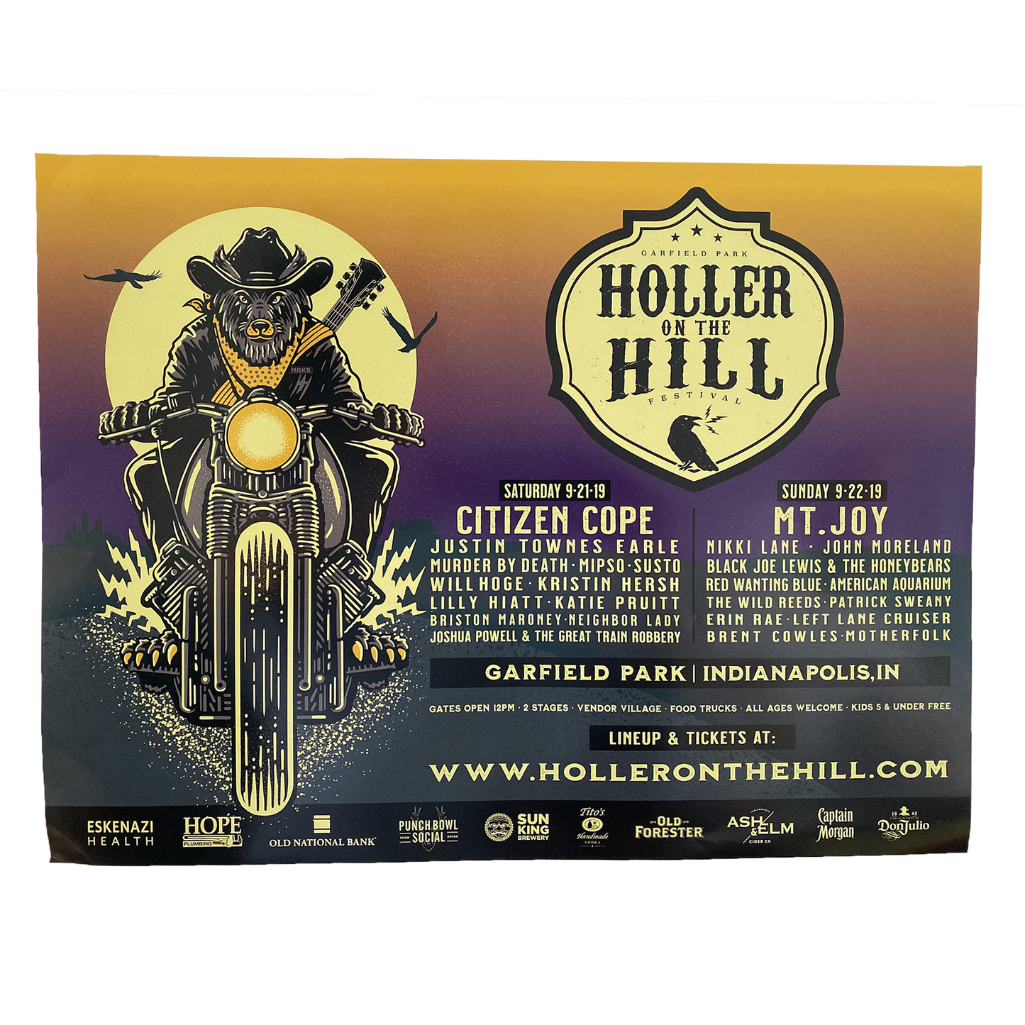 Holler On The Hill 2019 Festival Lineup Poster On Gloss Text Paper