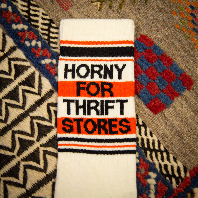 Load image into Gallery viewer, Horny For Thrift Stores Gym Crew Socks
