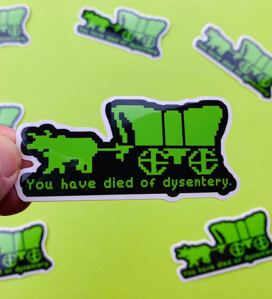 Oregon Trail Retro Gaming Sticker, Funny 80s Decal For Kids