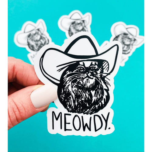 Meowdy Cat Sticker For Country Living Cat Cowboy Hat Sticker