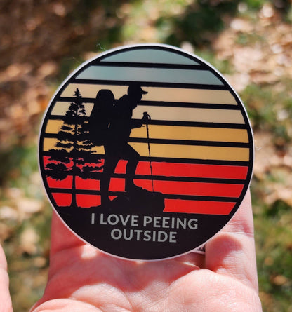 I Love Peeing Outside Hiker Sticker