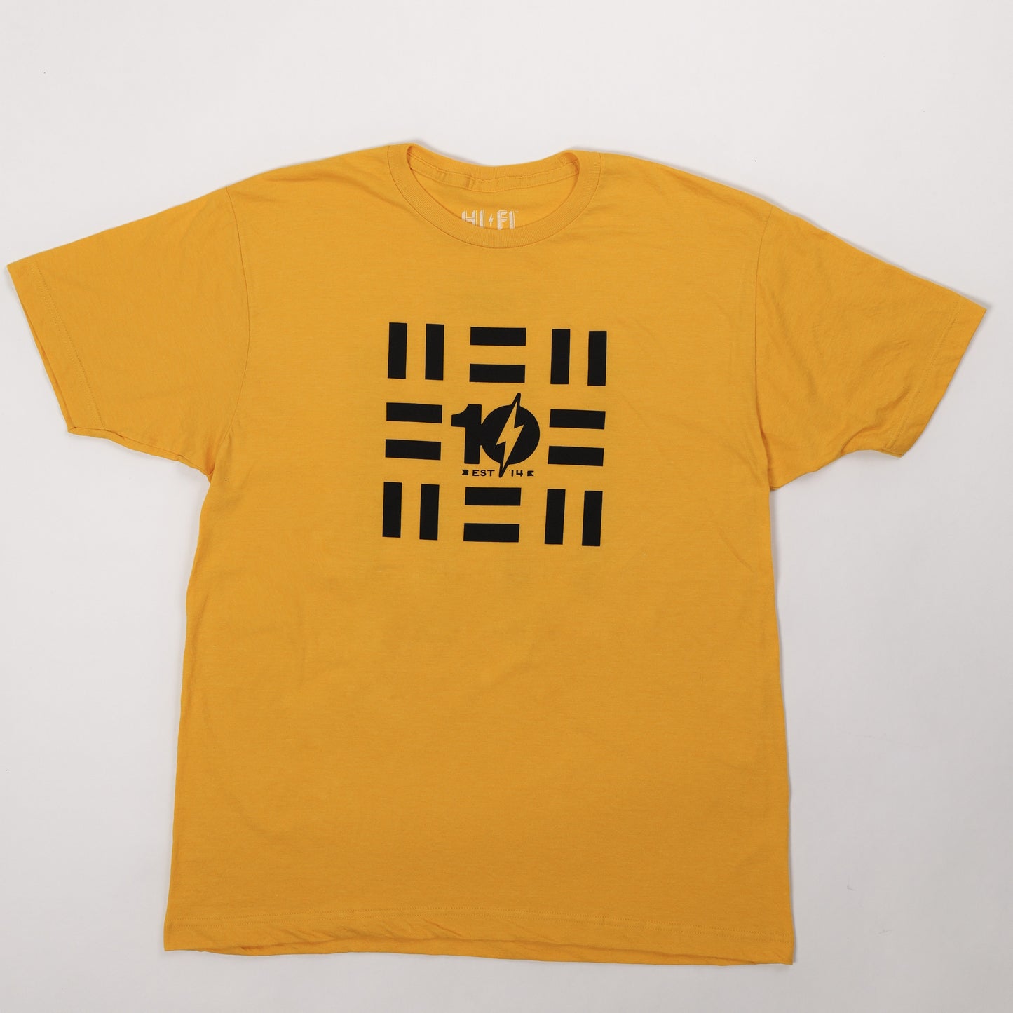 HI-FI 10 Year Anniversary Yellow Stage Wall Logo T-Shirt