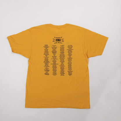 HI-FI 10 Year Anniversary Yellow Stage Wall Logo T-Shirt