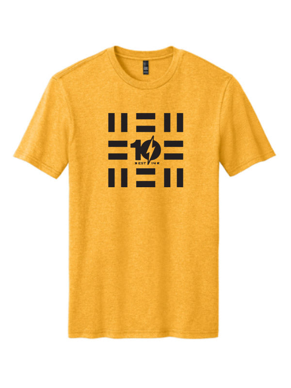 Load image into Gallery viewer, HI-FI 10 Year Anniversary Yellow Stage Wall Logo T-Shirt
