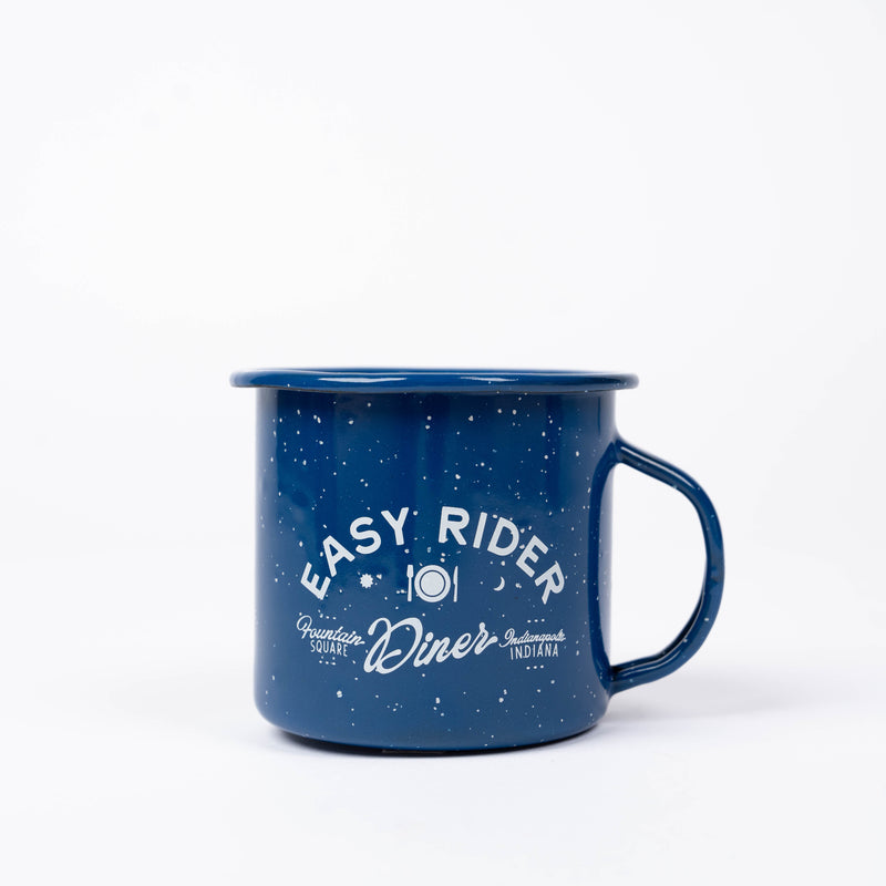 Load image into Gallery viewer, Easy Rider Enamel Camping Coffee Mug -  Blue
