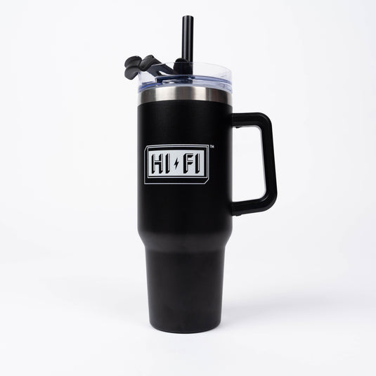 HI-FI Stainless Steel 40oz Black Tumbler With Handle