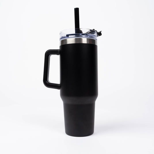 HI-FI Stainless Steel 40oz Black Tumbler With Handle