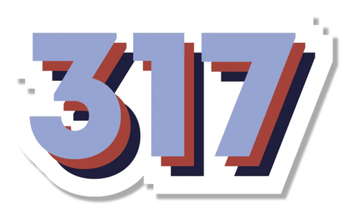 317 Area Code Block Number Sticker by USI