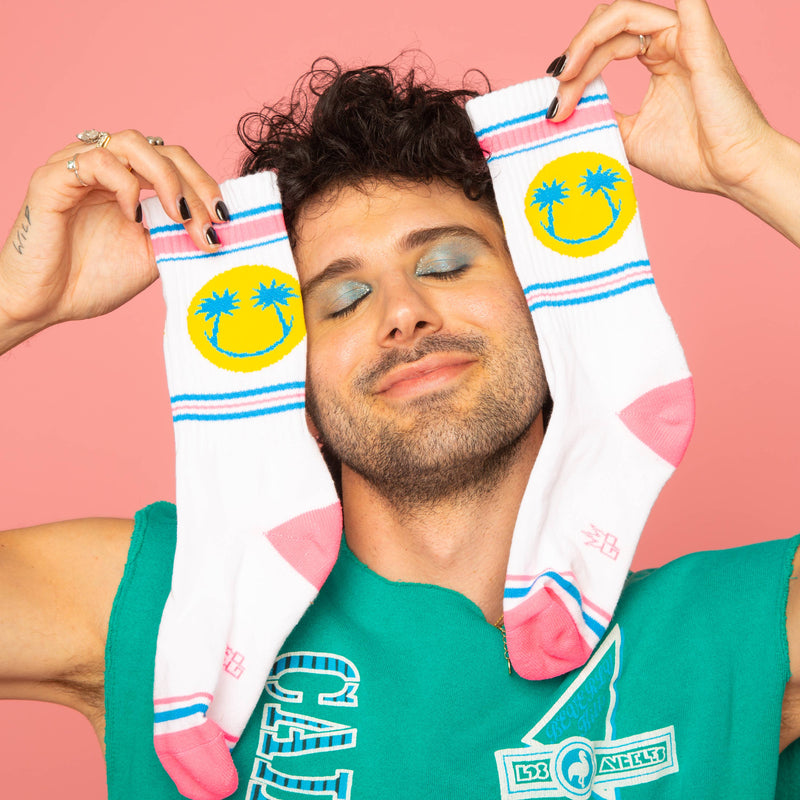 Load image into Gallery viewer, Happy Palms Gym Crew Socks
