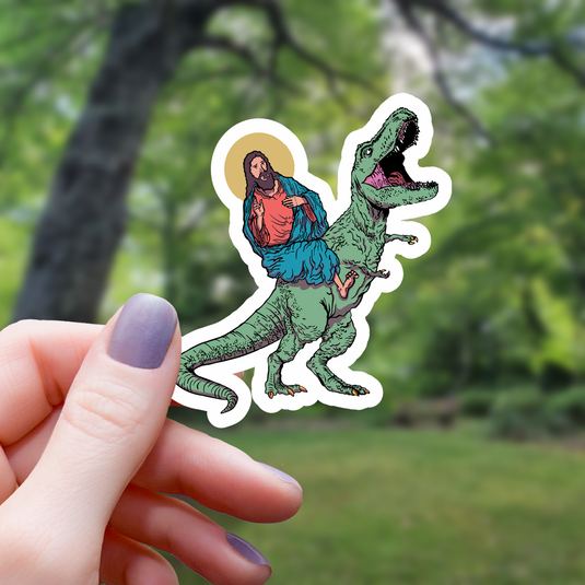 Jesus Rex Funny Dinosaur Sticker - 3