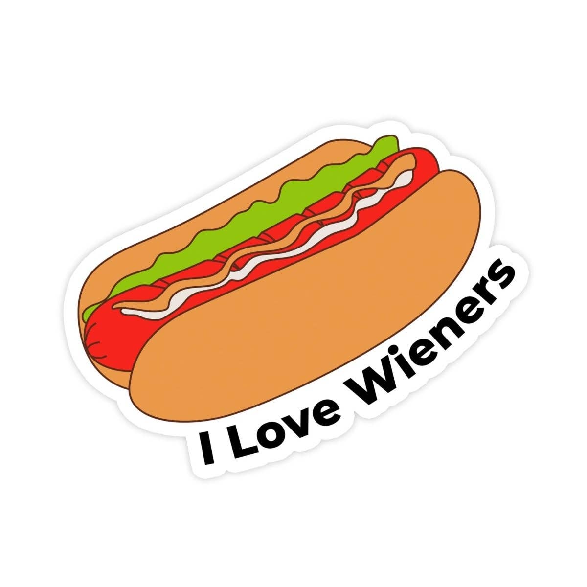 I Love Wieners Sticker, Hot Dog Sticker