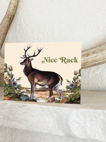 Nice Rack Funny Deer Card - Love Friendship Birthday