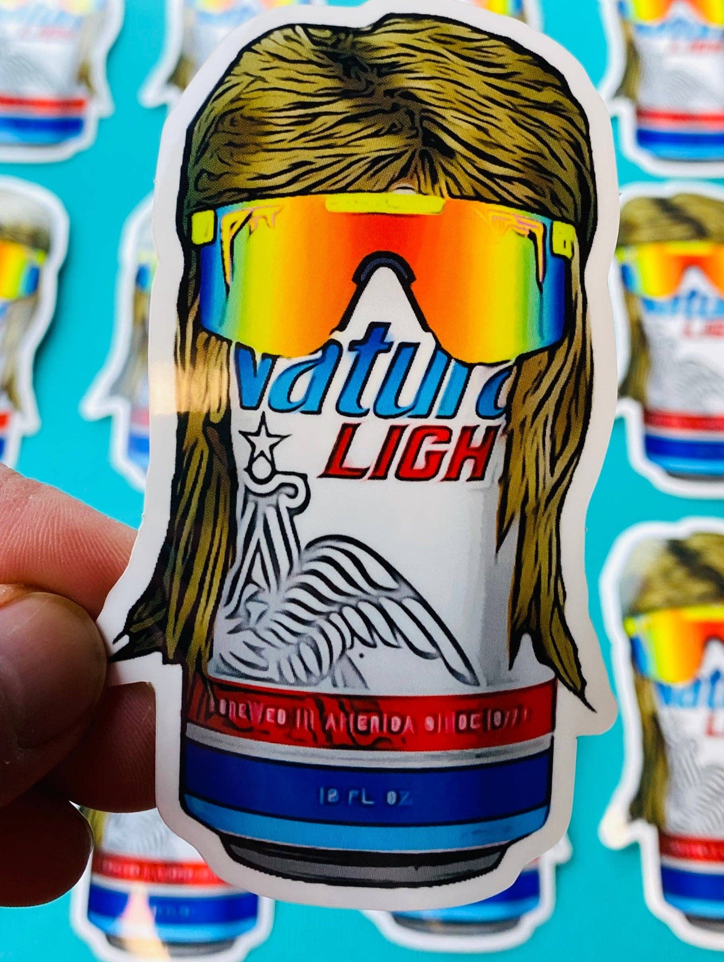 Funny Beer Can Mullet Sticker - Funny Stickers