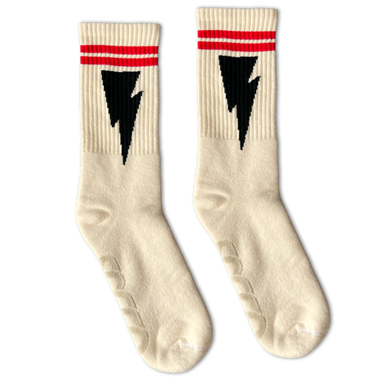 SOCCO Naturals | Mike Vallely Lightning Bolt Socks: Natural / Crew