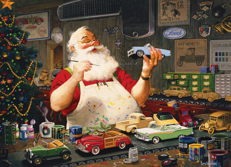 Load image into Gallery viewer, Santa Painting Cars 1000pc puzzle
