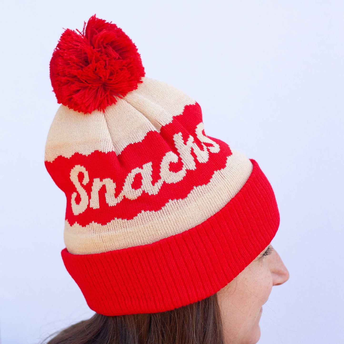 Red Snacks Pom pom hat