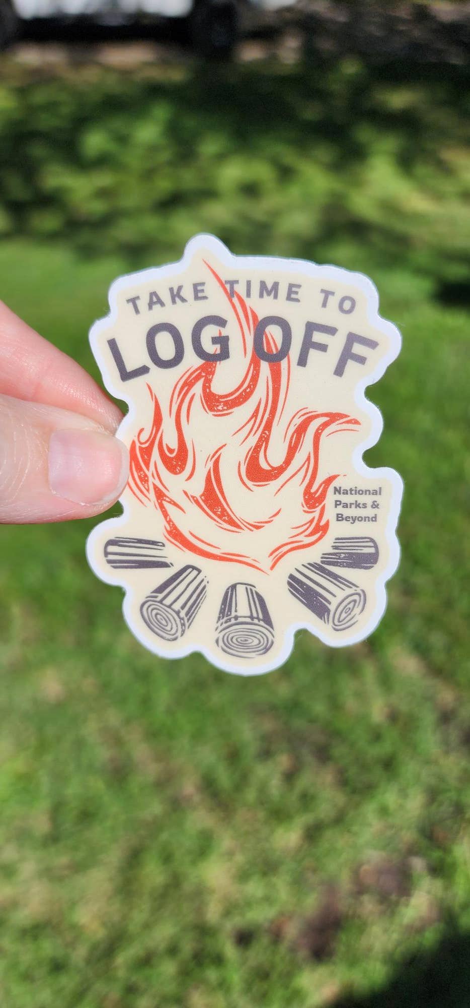 Take Time To Log Off Camping Sticker