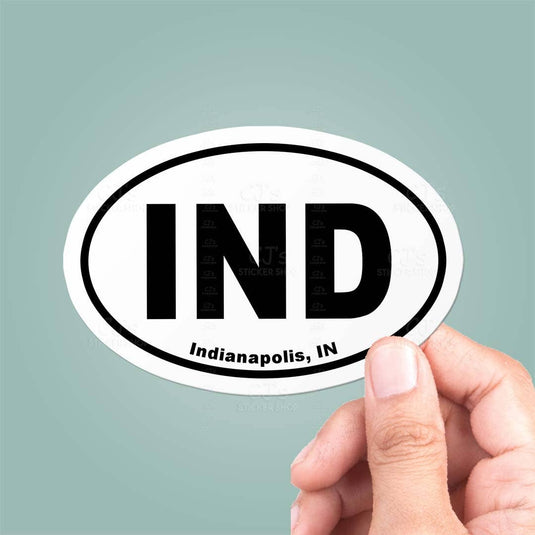 Indianapolis, IN Oval Sticker Vinyl Decal: 5"