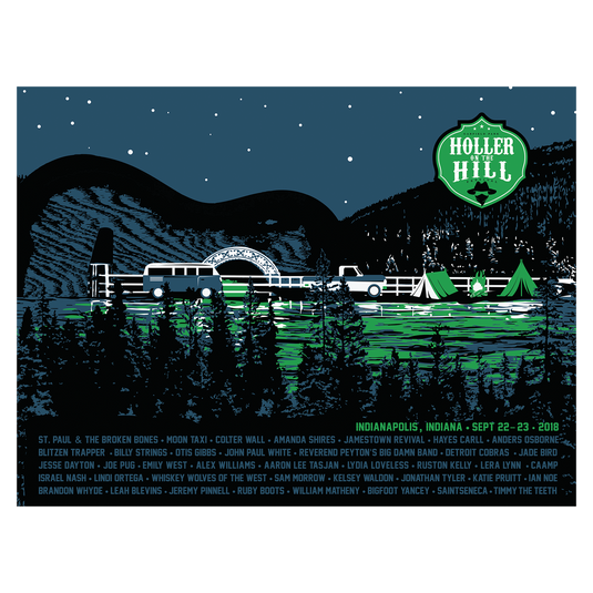 Holler On The Hill Festival 2018 Hilltop Camp Silkscreened Poster - Nick Van Berkum Design