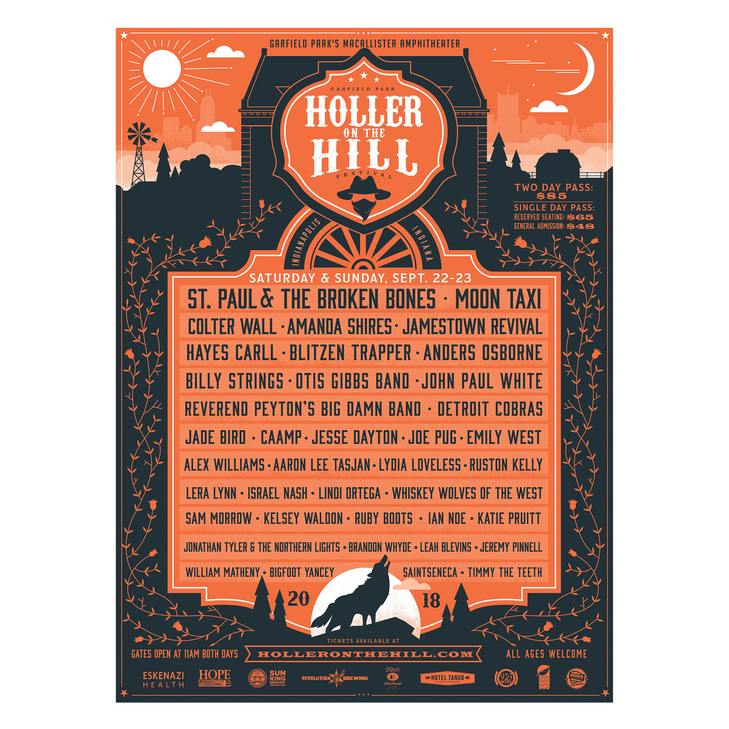 Holler On The Hill Festival 2018 Lineup Silkscreened Poster - Lucie Rice Design