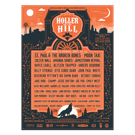 Holler On The Hill Festival 2018 Lineup Silkscreened Poster - Lucie Rice Design