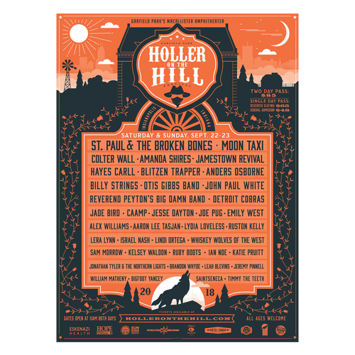 Holler On The Hill Festival 2018 Lineup Silkscreened Poster - Lucie Rice Design