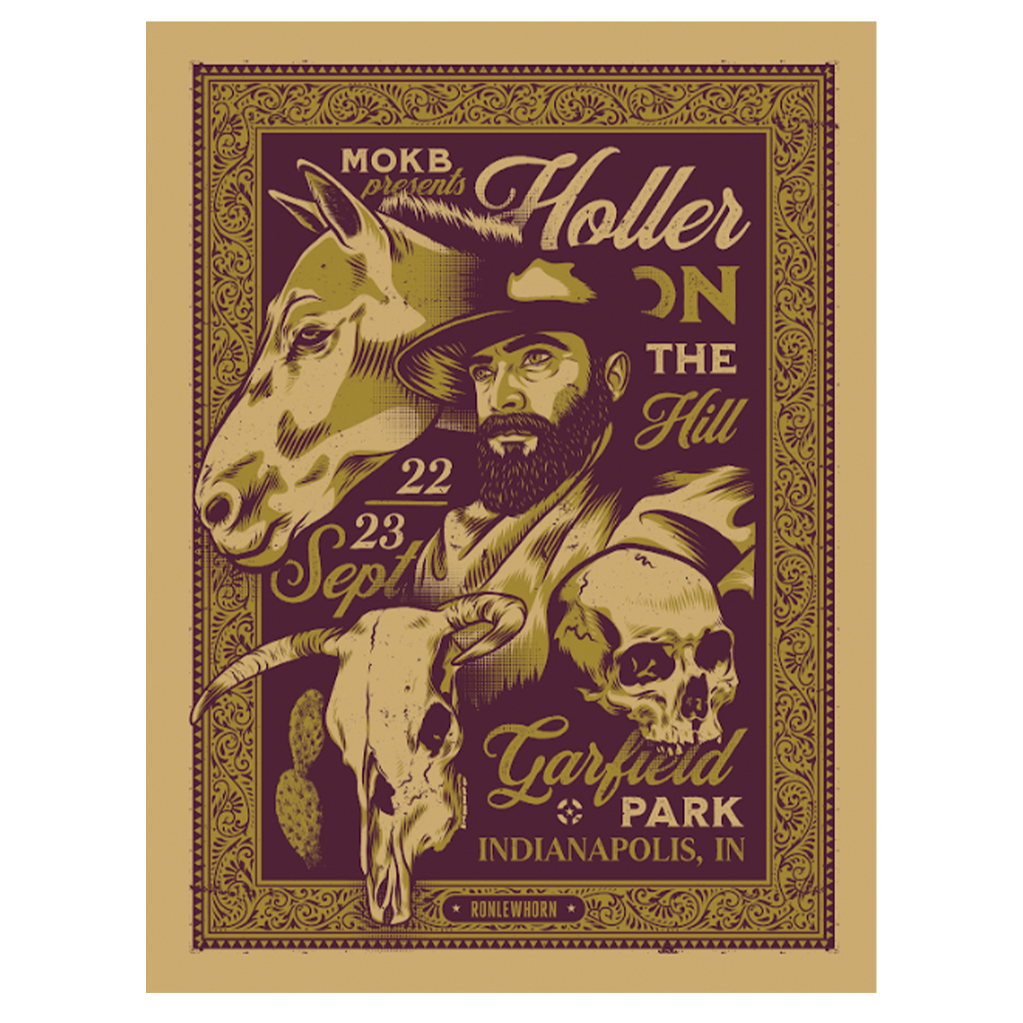 Holler On The Hill Festival 2018 Bandit Silkscreened Poster - Aaron Scamihorn Design