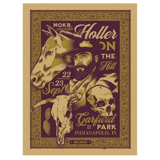 Holler On The Hill Festival 2018 Bandit Silkscreened Poster - Aaron Scamihorn Design