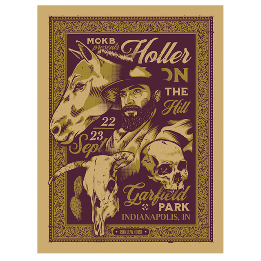 Holler On The Hill Festival 2018 Bandit Silkscreened Poster - Aaron Scamihorn Design