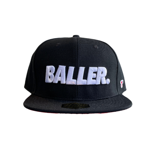 Baller Snapback Flatbill Hat - Black