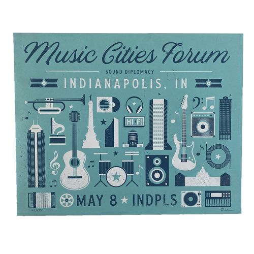Music Cities 2018 Silkscreened Poster - Aaron Scamihorn Design
