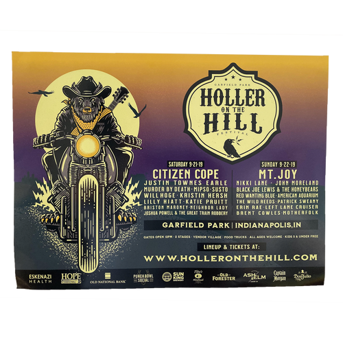 Holler On The Hill 2019 Festival Lineup Poster On Gloss Text Paper